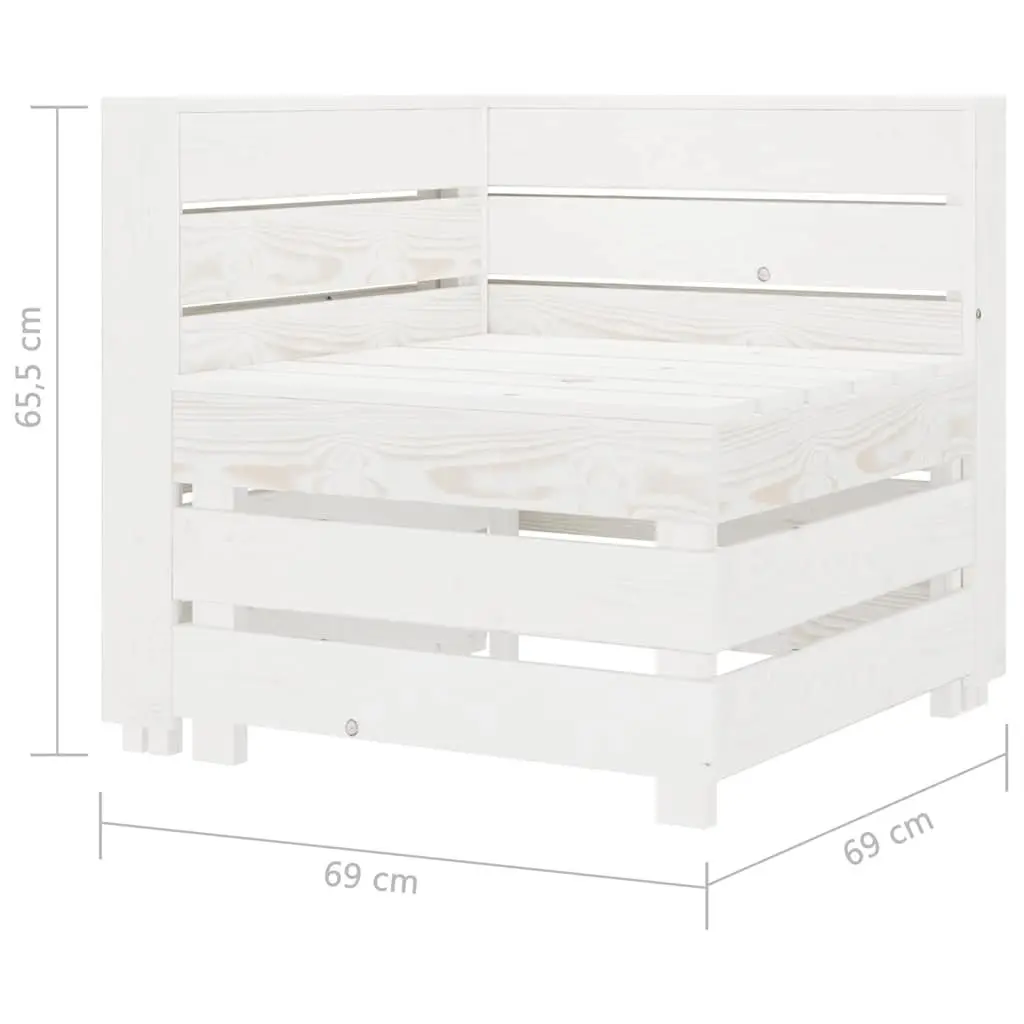 Garden Pallet Corner Sofa White Wood Outdoor Patio Rustic Seating Furniture