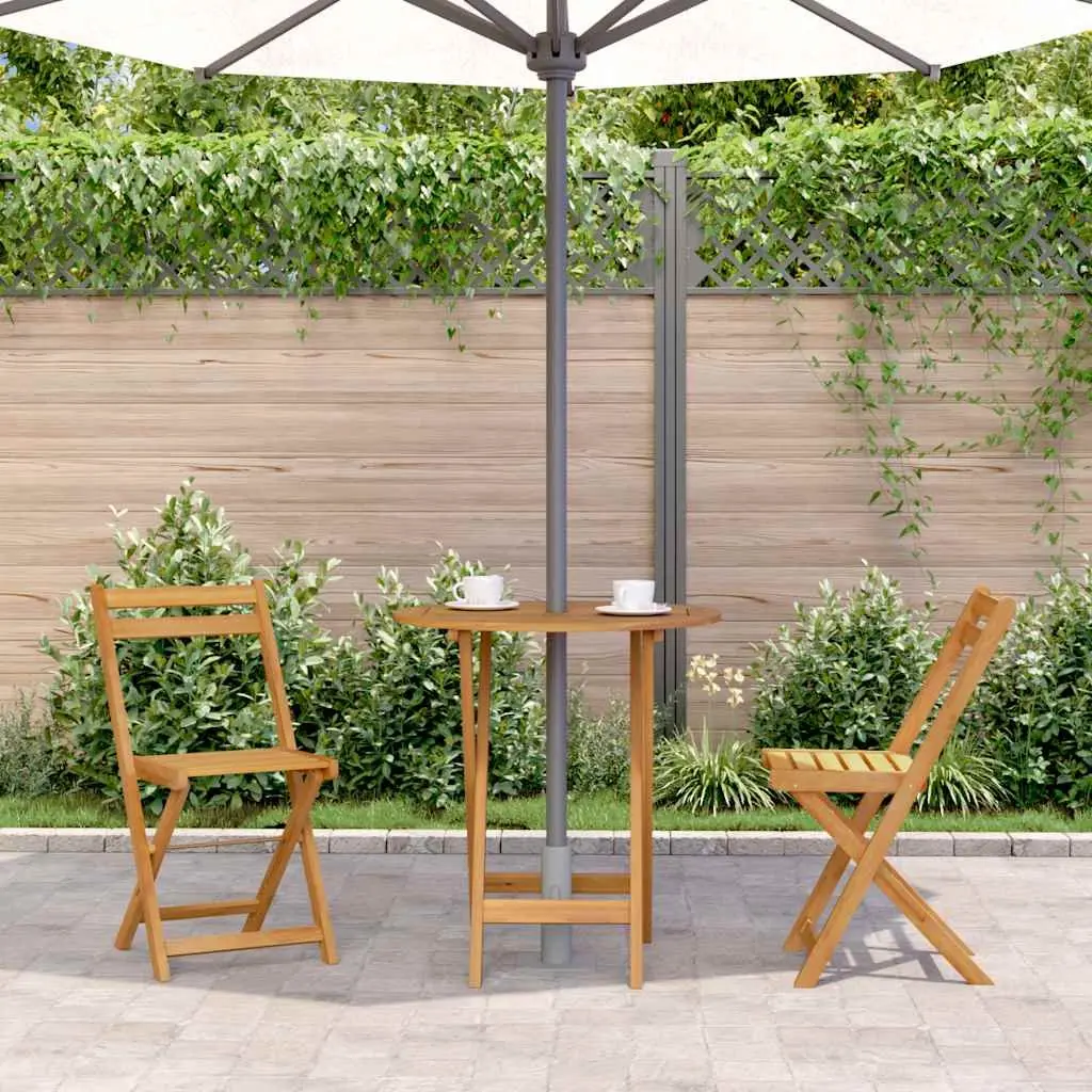 Folding Garden Table Brown Wooden Slatted 70cm