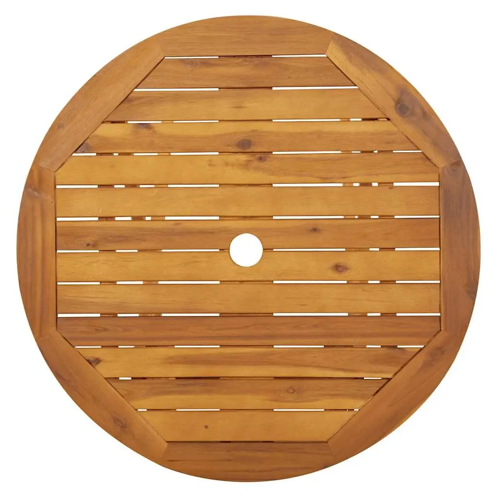 Folding Garden Table Brown Wooden Slatted 70cm