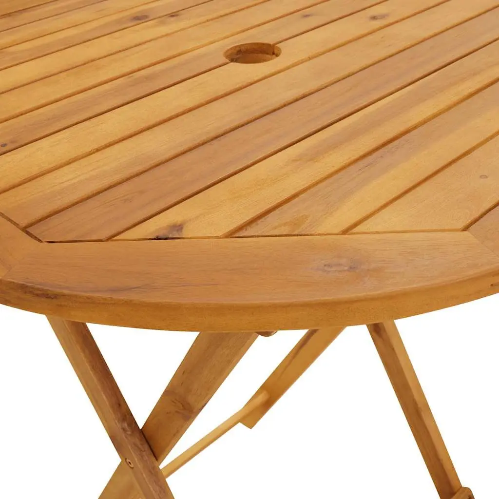 Folding Garden Table Brown Wooden Slatted 70cm