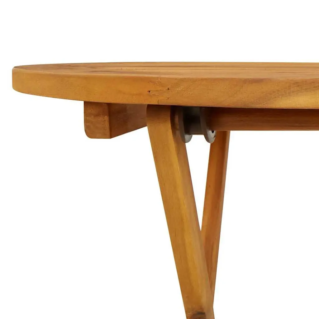 Folding Garden Table Brown Wooden Slatted 70cm
