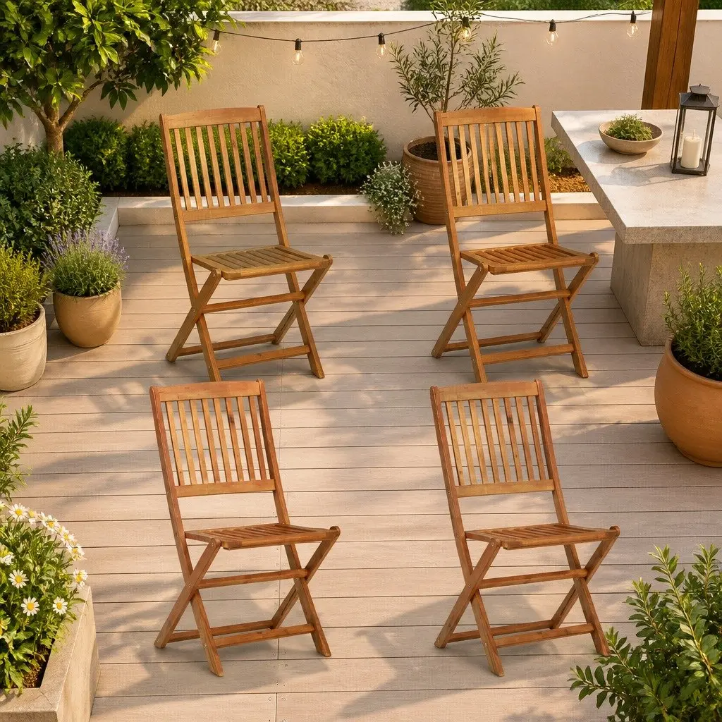 Set of 4 Outdoor Folding Chairs