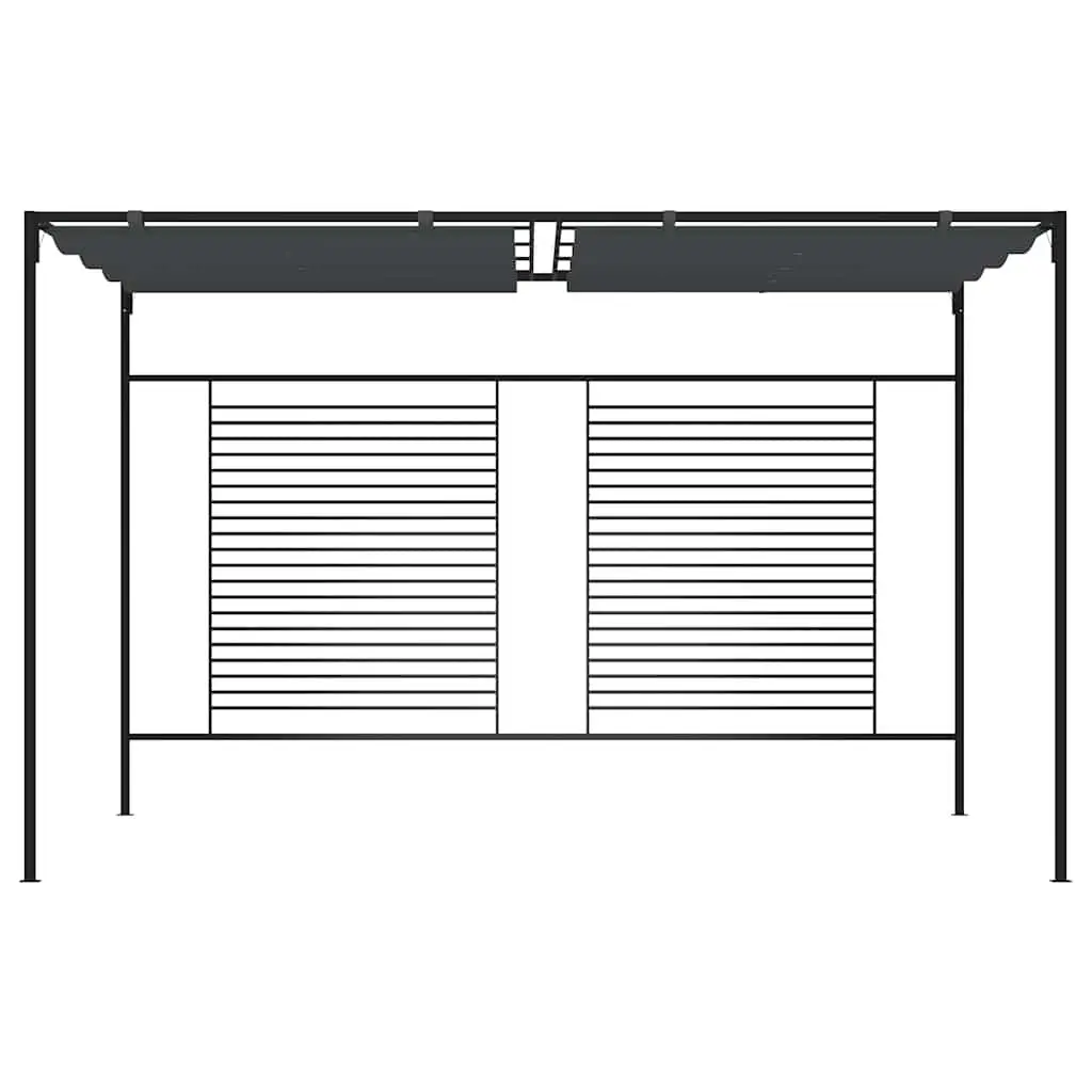 Gazebo Retractable Roof 4x3m Iron Outdoor Canopy Shelter Anthracite