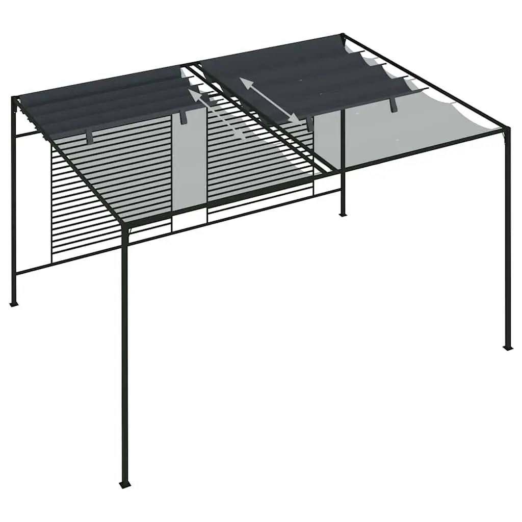 Gazebo Retractable Roof 4x3m Iron Outdoor Canopy Shelter Anthracite