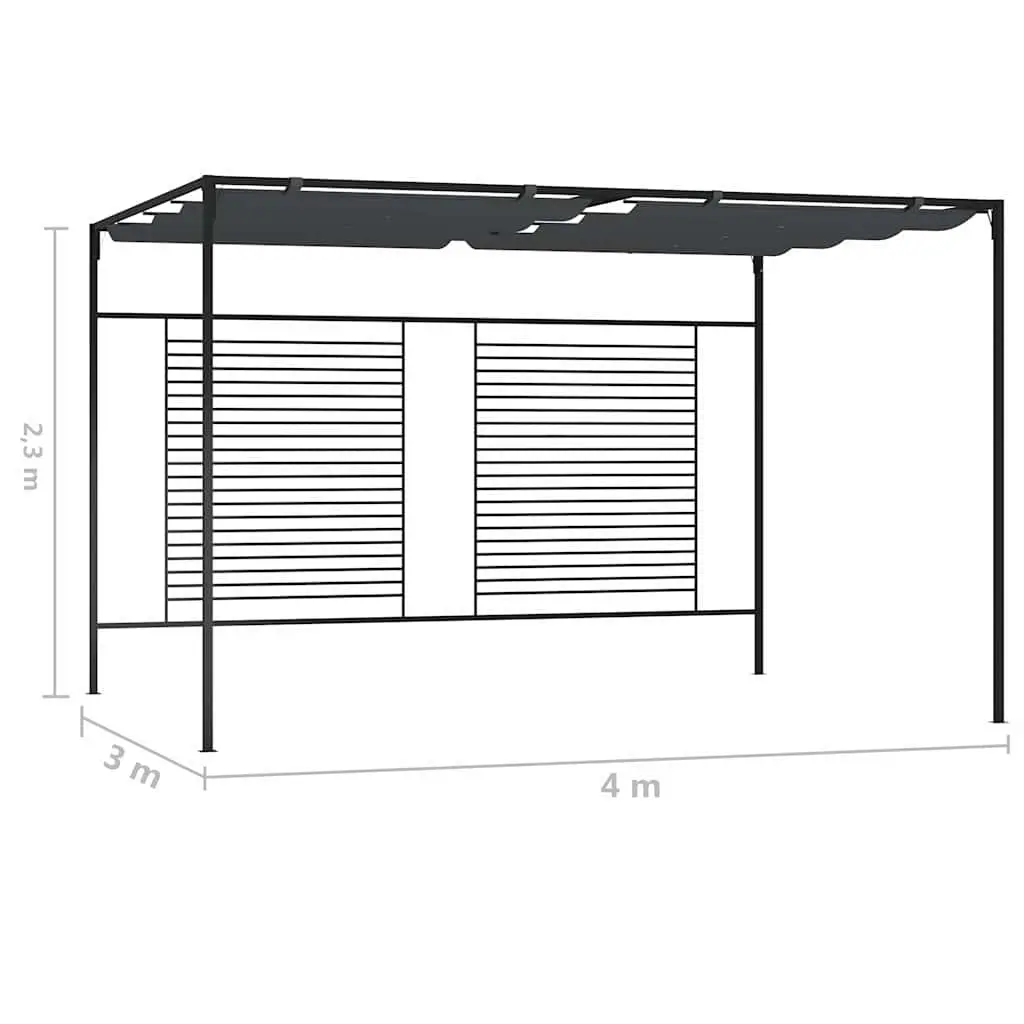 Gazebo Retractable Roof 4x3m Iron Outdoor Canopy Shelter Anthracite