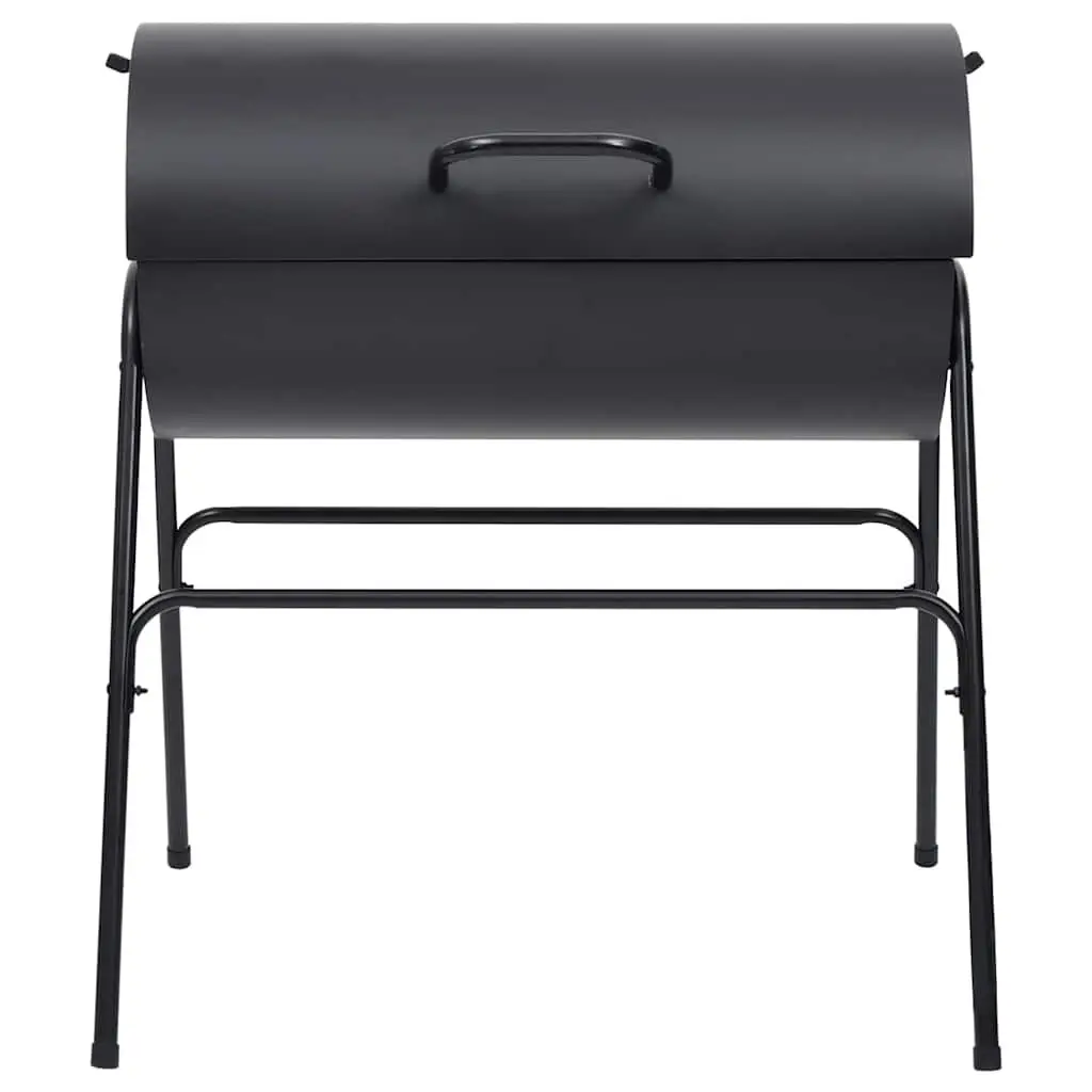 Barrel Grill BBQ Charcoal Outdoor Heavy-Duty Black Steel 2 Grids