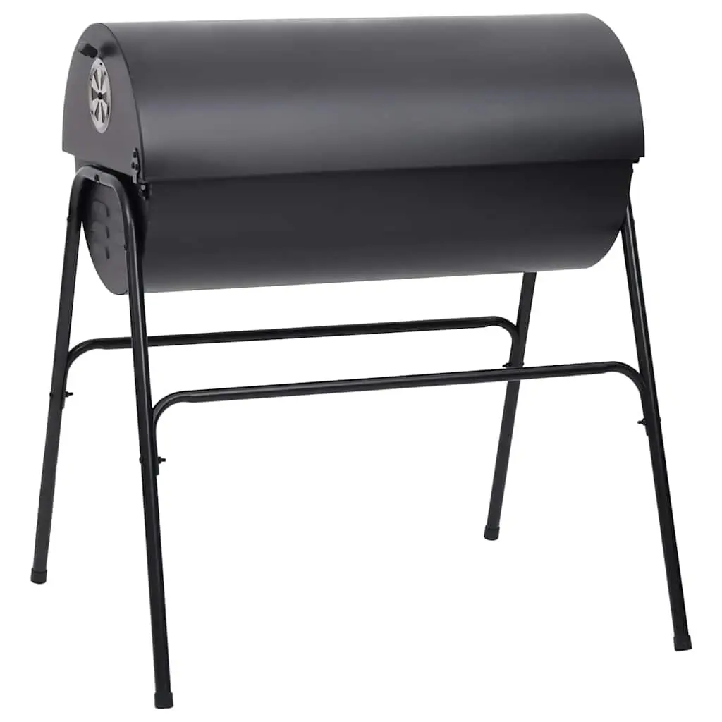 Barrel Grill BBQ Charcoal Outdoor Heavy-Duty Black Steel 2 Grids