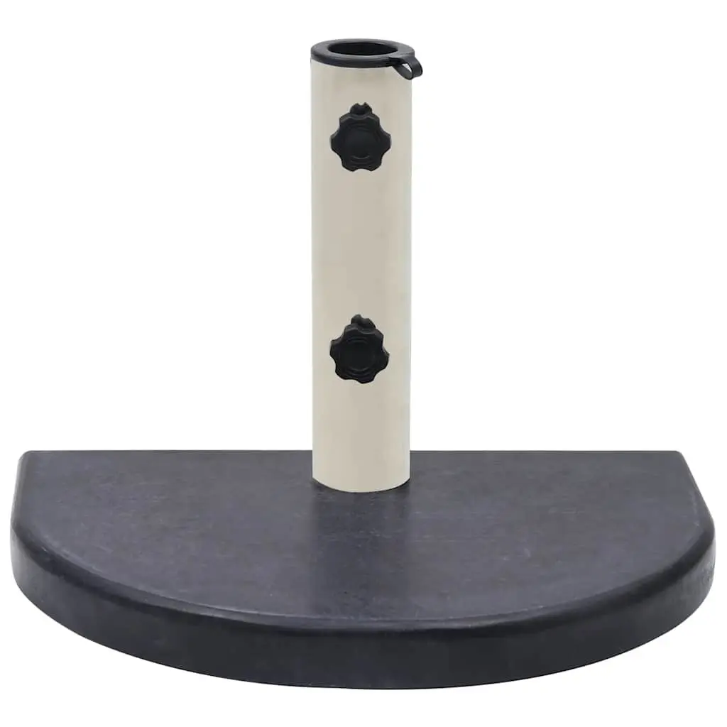 Half-Round Umbrella Base Black Granite Outdoor Parasol Holder 40 x 28 x 4 cm
