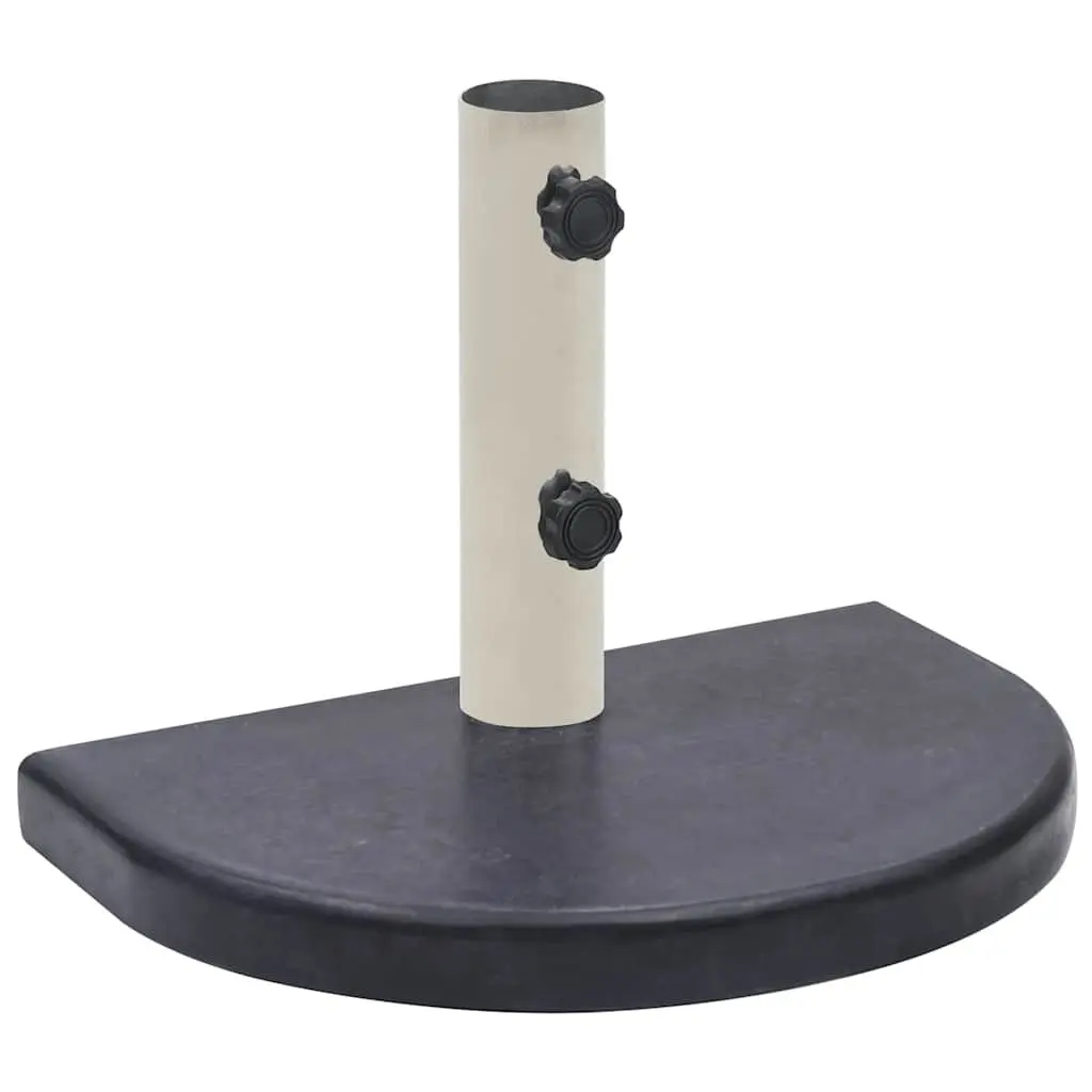 Half-Round Umbrella Base Black Granite Outdoor Parasol Holder 40 x 28 x 4 cm