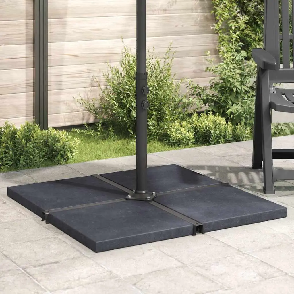 Square Black Granite Umbrella Base Stand Heavy Duty 25kg Weight Plate for Garden Parasol Stability