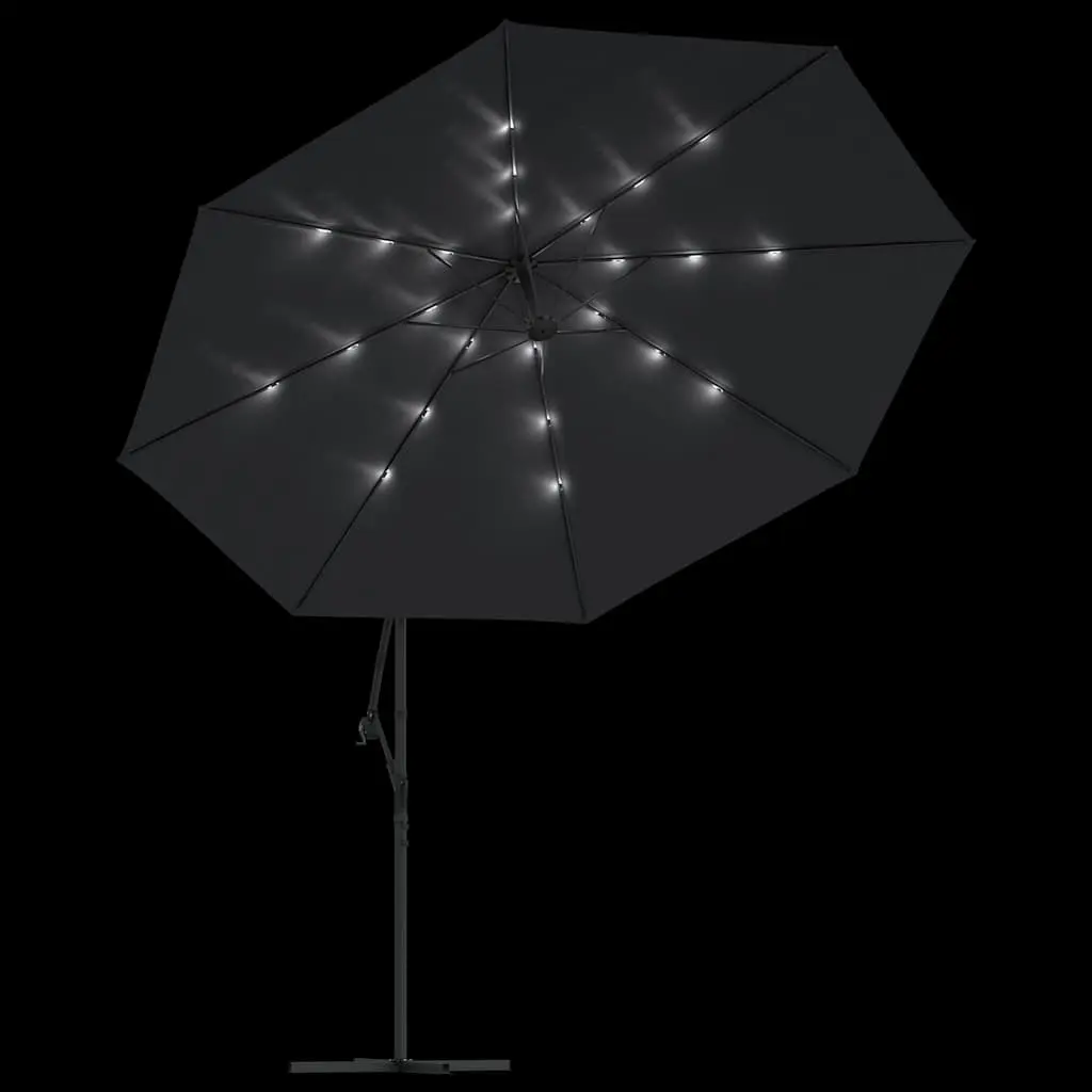 Cantilever Garden Parasol with Solar LED Lights 350cm Outdoor Hanging Umbrella