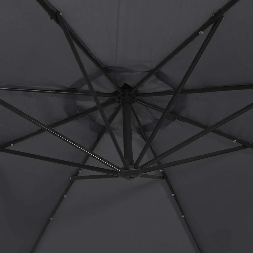 Cantilever Garden Parasol with Solar LED Lights 350cm Outdoor Hanging Umbrella