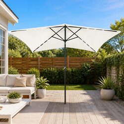 Garden Parasol 2x3m Beige Outdoor Sunshade with LED Lights Steel Pole Crank Tilt