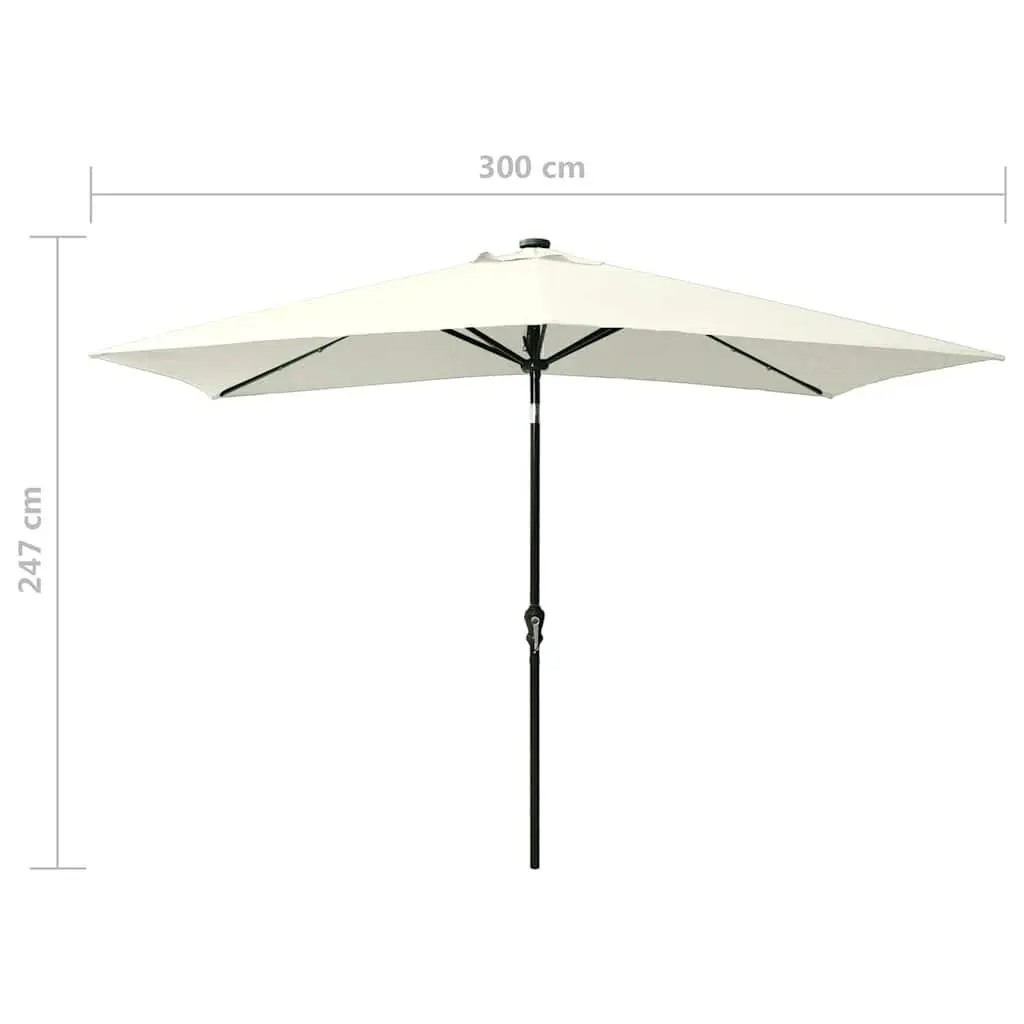 Garden Parasol LED Lights 2x3m Beige UV Protective with Crank Tilt Powder-coated Steel Pole