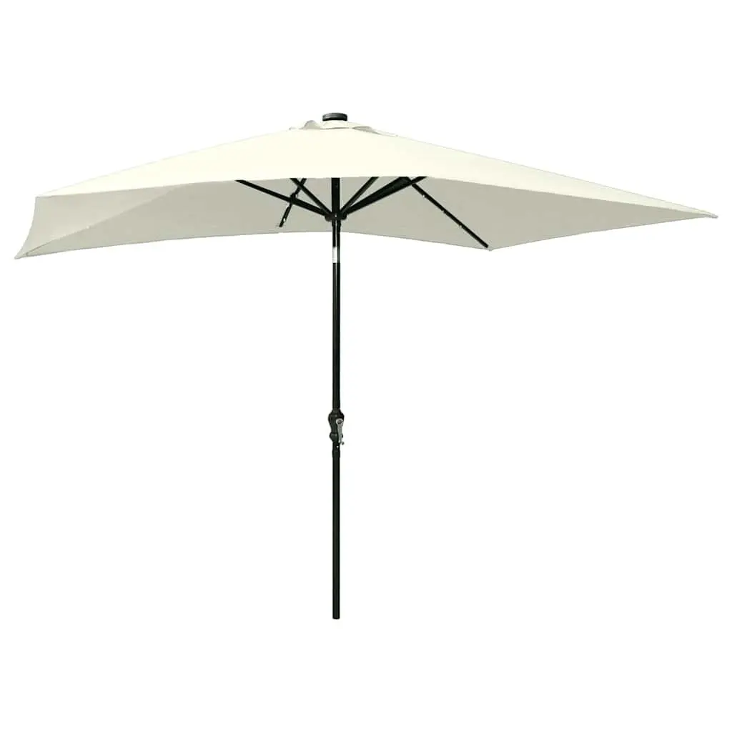 Garden Parasol LED Lights 2x3m Beige UV Protective with Crank Tilt Powder-coated Steel Pole