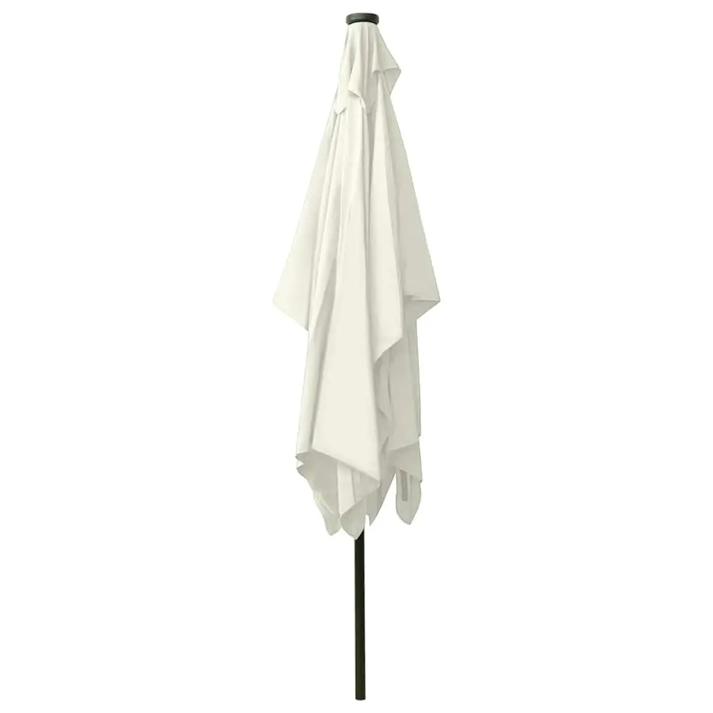 Garden Parasol LED Lights 2x3m Beige UV Protective with Crank Tilt Powder-coated Steel Pole