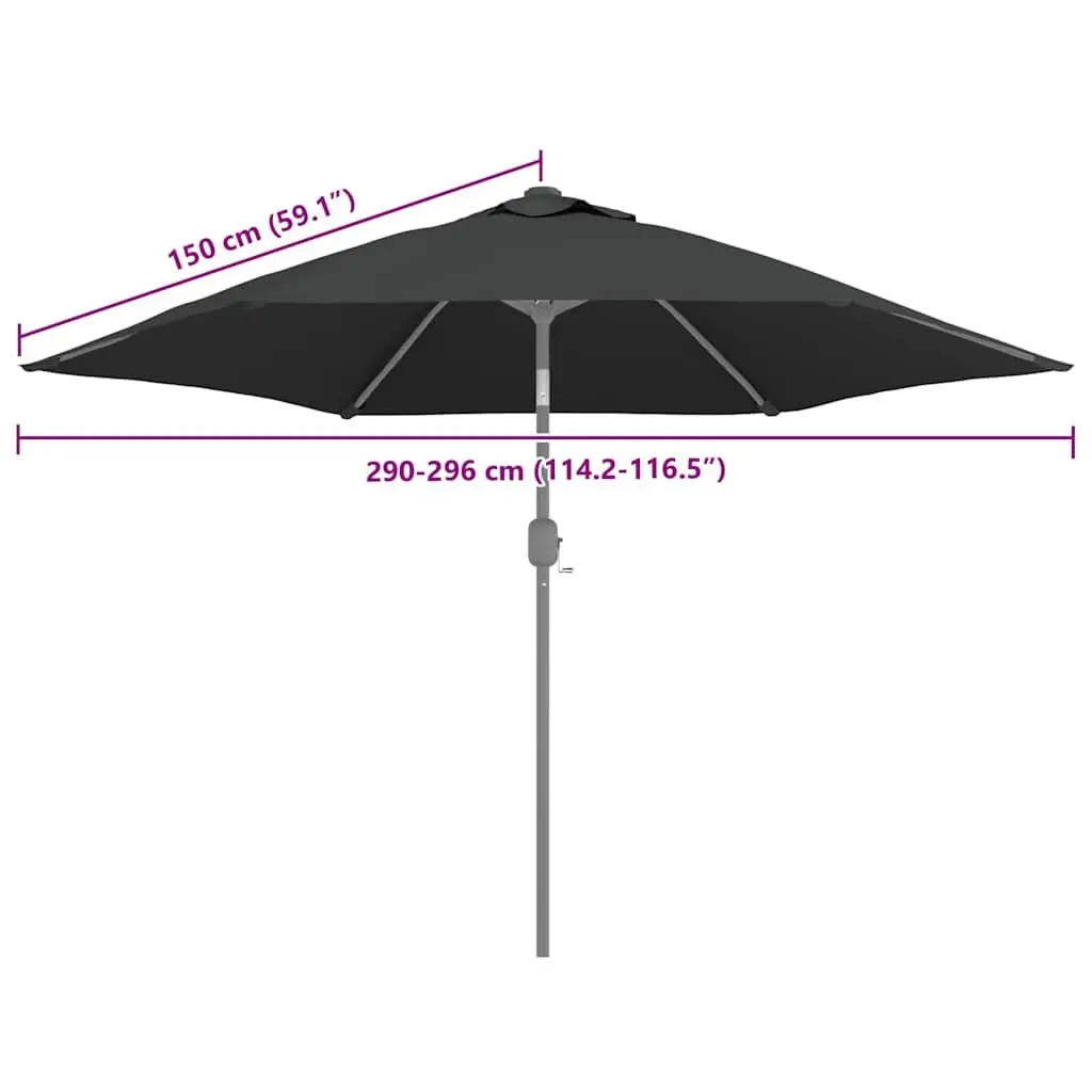 Replacement Parasol Fabric Outdoor Sunshade Cover Anthracite 300cm UV Protection