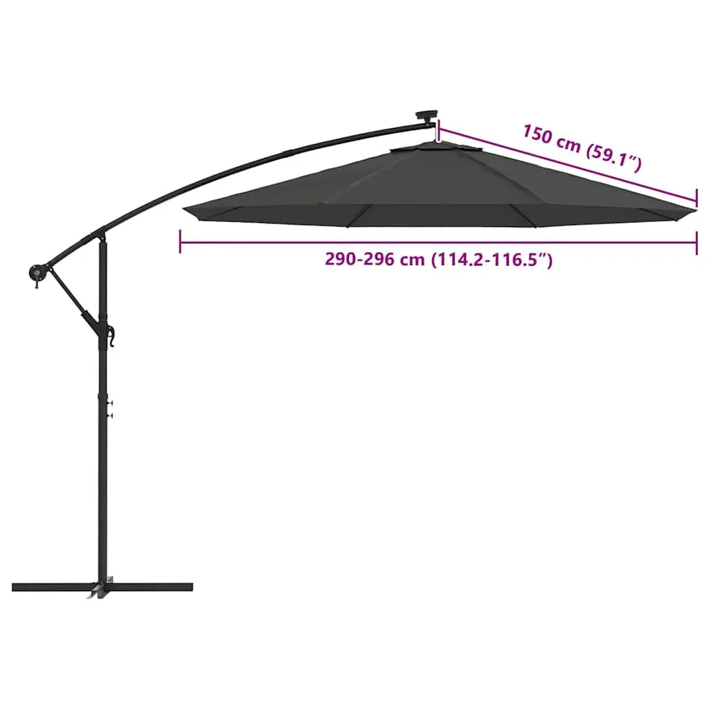 300cm Anthracite Umbrella Fabric Replacement