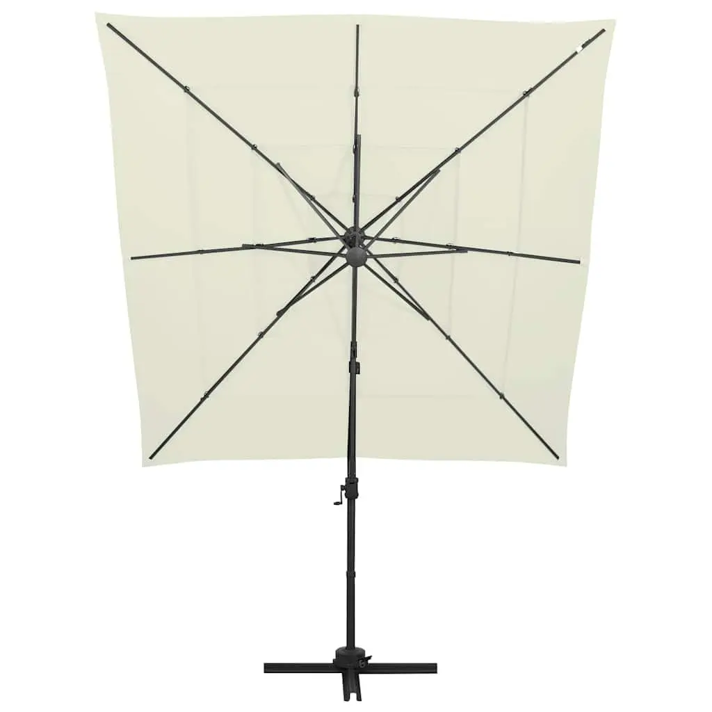 4-Tier Garden Parasol UV Protective Anti-Fade Polyester Beige 250x250cm