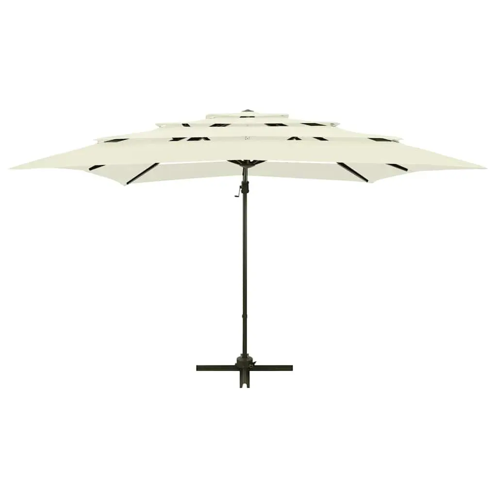 4-Tier Garden Parasol UV Protective Anti-Fade Polyester Beige 250x250cm