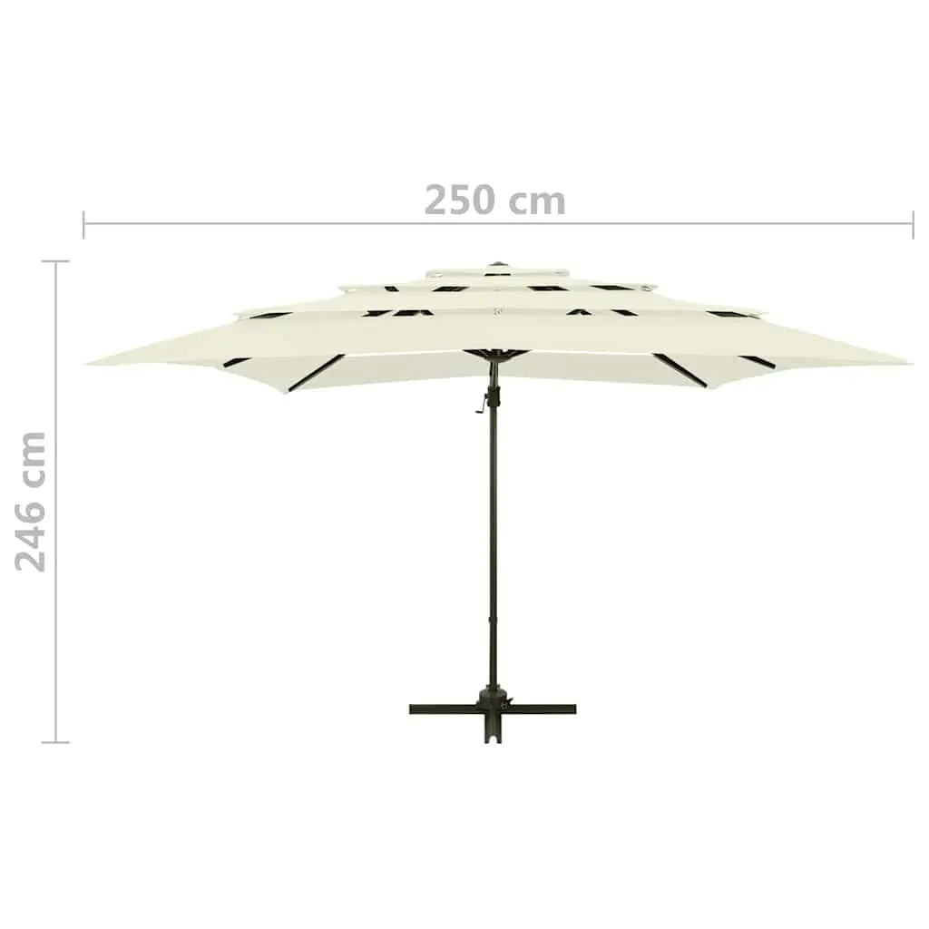 4-Tier Garden Parasol UV Protective Anti-Fade Polyester Beige 250x250cm