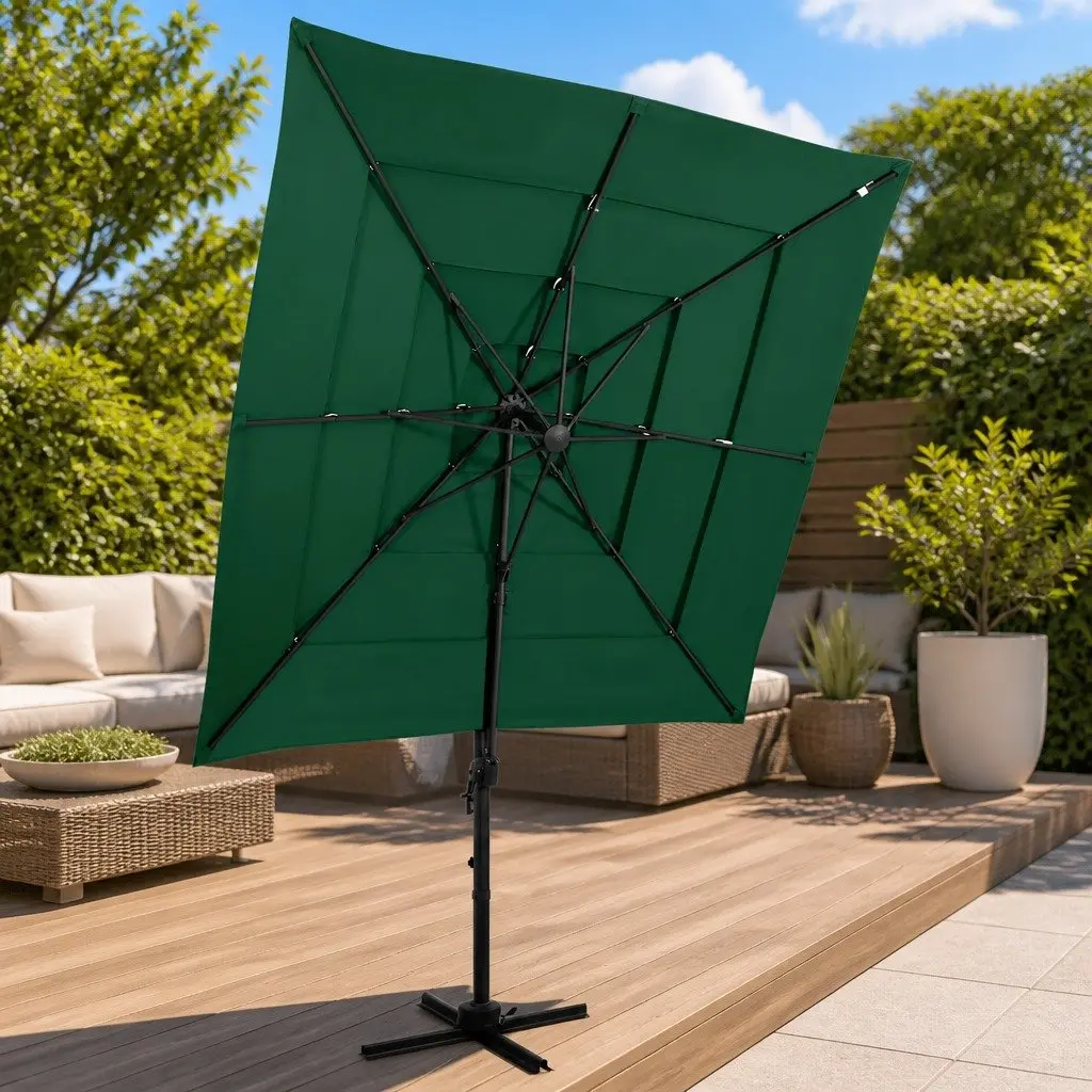 4-Tier Garden Parasol UV Protective Polyester Green 250x250cm