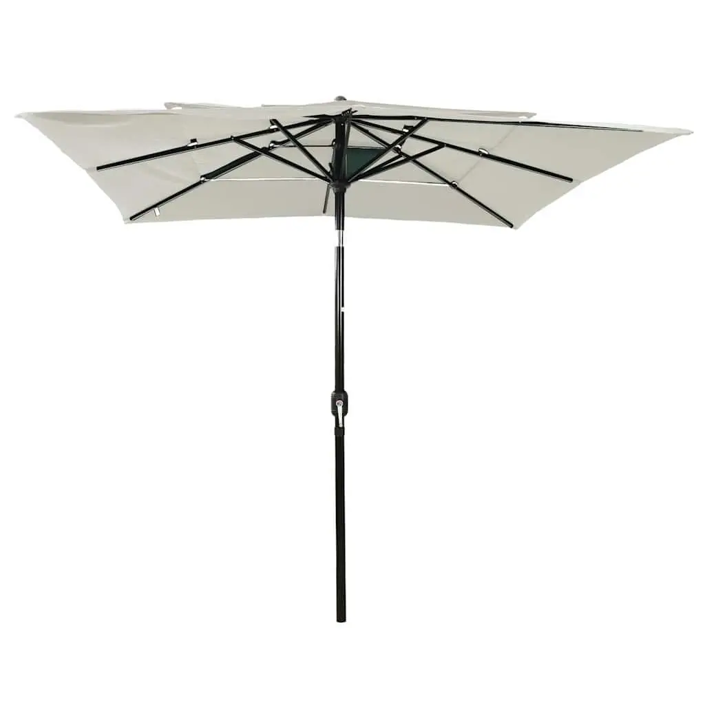 3-Tier Garden Parasol UV Protective Polyester 2.5 x 2.5 m Outdoor Sunshade Crank Tilt Foldable