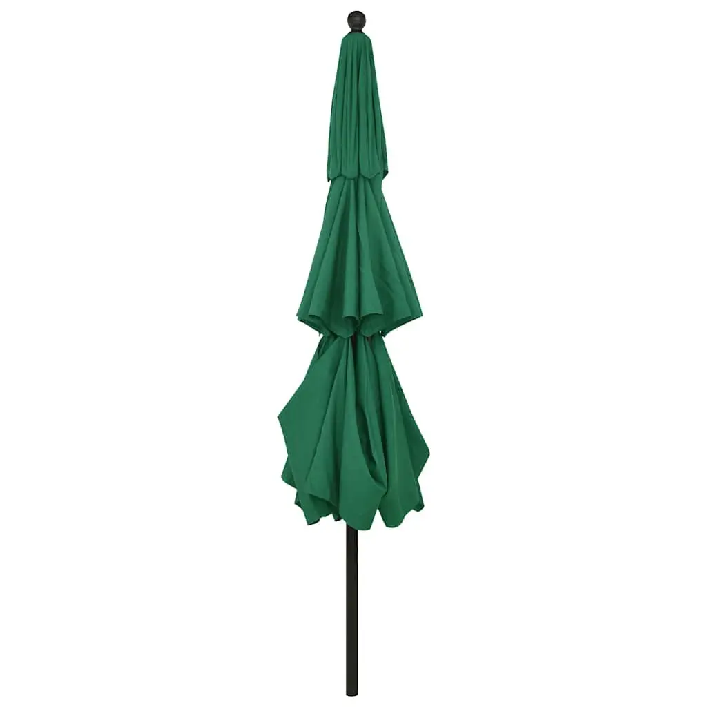Garden Parasol 3-Tier UV Protective 3.5m Outdoor Patio Sunshade Umbrella with Crank Tilt Green