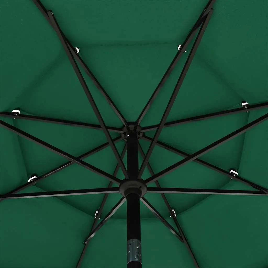 Garden Parasol 3-Tier UV Protective 3.5m Outdoor Patio Sunshade Umbrella with Crank Tilt Green