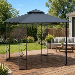 Gazebo 3x3x2.7m Anthracite Outdoor Canopy Steel Frame Tent Shelter Party Events