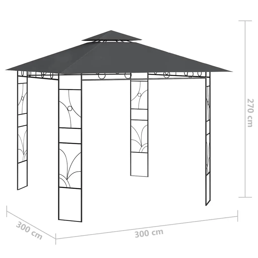 Gazebo Anthracite Outdoor Canopy 3x3x2.7m Steel Frame Tent Shelter