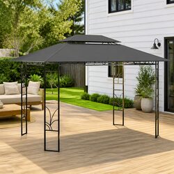Gazebo 4x3x2.7m Outdoor Canopy Shelter Steel Frame Anthracite Garden Party Tent