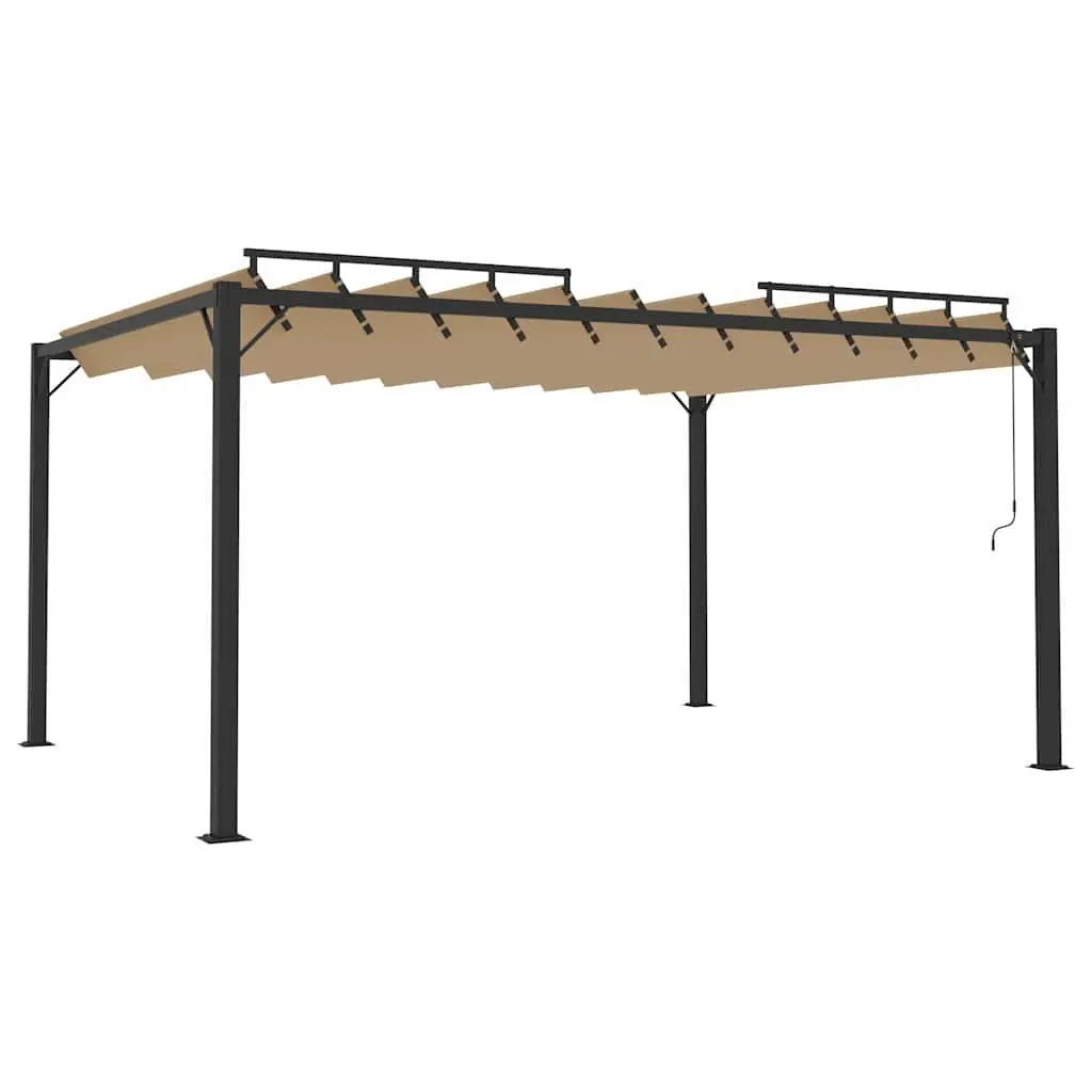 Louvered Roof Gazebo 3x4m Taupe Aluminium Outdoor Canopy Garden Patio