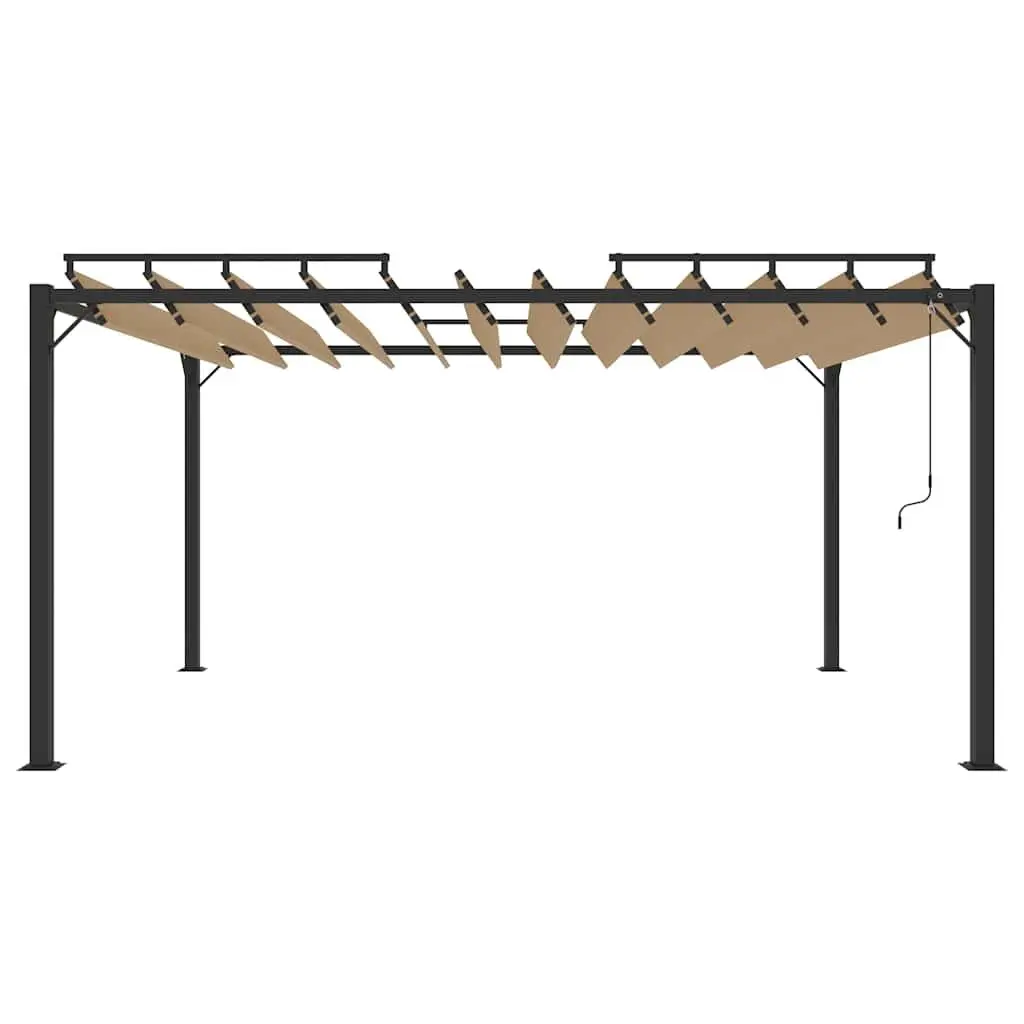 Louvered Roof Gazebo 3x4m Taupe Aluminium Outdoor Canopy Garden Patio