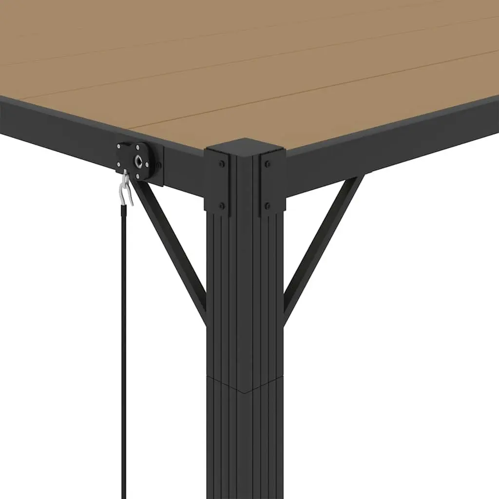 Louvered Roof Gazebo 3x4m Taupe Aluminium Outdoor Canopy Garden Patio