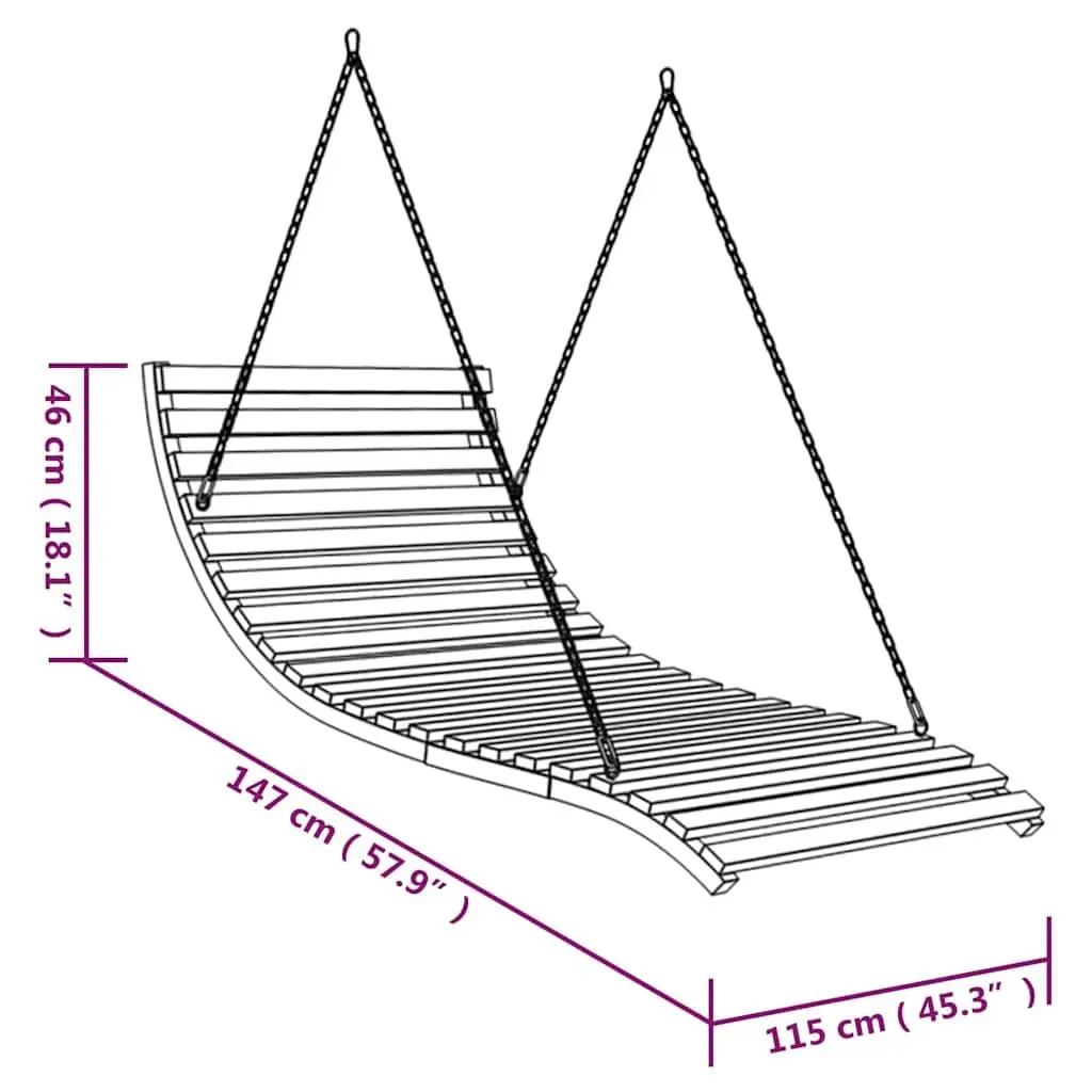 Wooden Swing Bed Curved Design Solid Bent Wood Outdoor Porch Relaxation