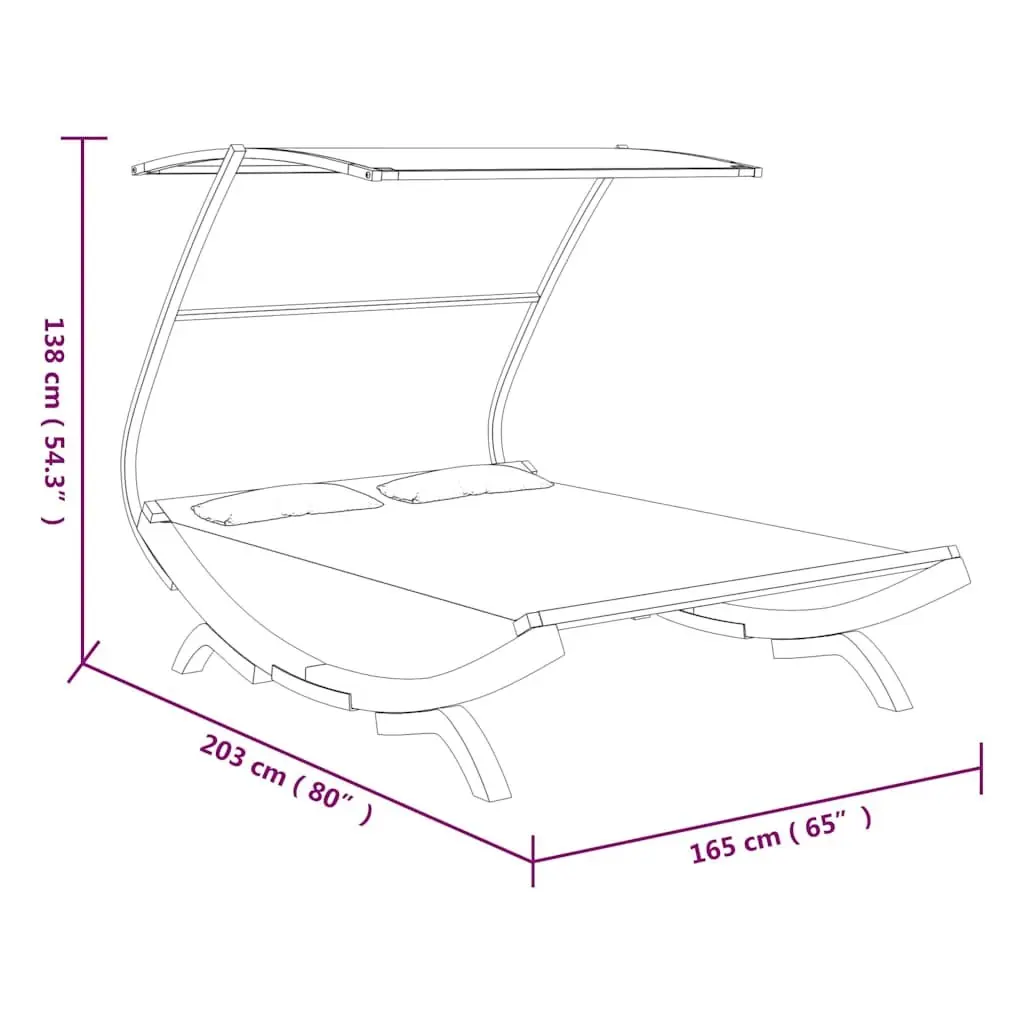 Outdoor Lounge Bed Canopy Solid Bent Wood Frame 165 x 203 x 138 cm