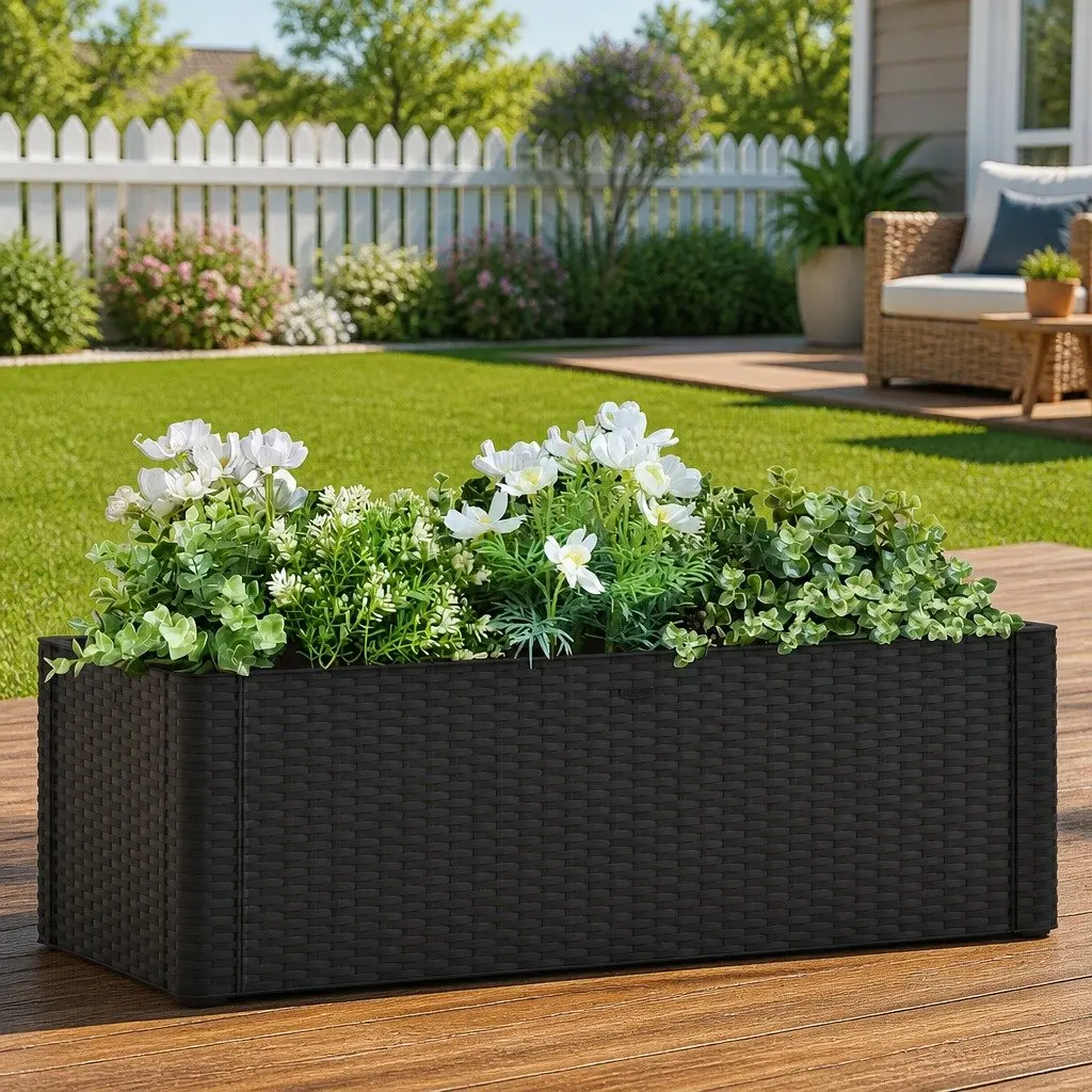 Self Watering Planter Raised Garden Bed Anthracite 100x43x33cm