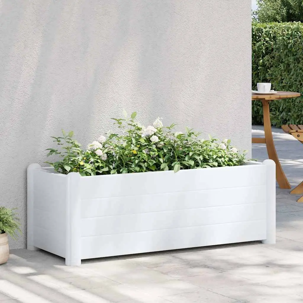 Raised Garden Bed Planter White PP Outdoor Indoor 100 x 43 x 35 cm