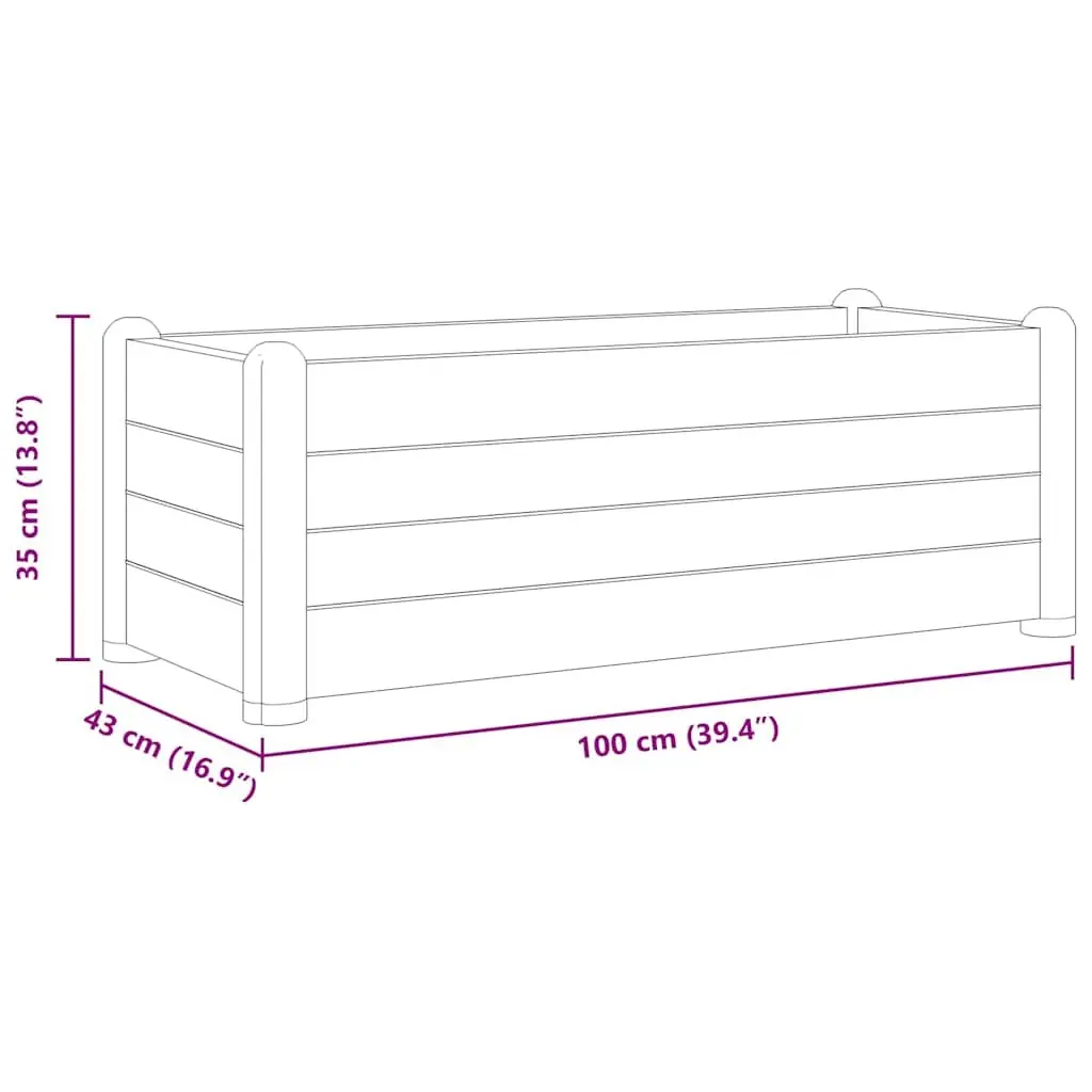Garden Planter Anthracite PP 100x43x35cm Indoor Outdoor Raised Bed
