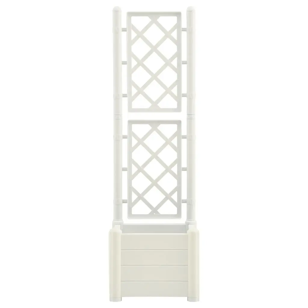 Garden Planter with Trellis White Outdoor Raised Flower Box 30 L