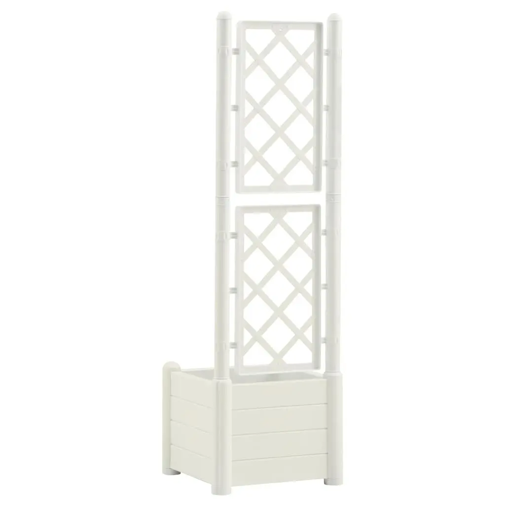 Garden Planter with Trellis White Outdoor Raised Flower Box 30 L