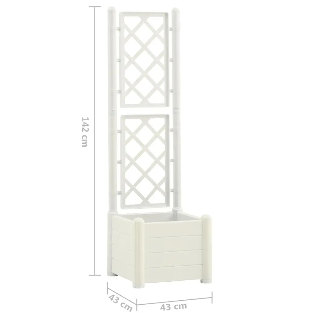 Garden Planter with Trellis White Outdoor Raised Flower Box 30 L