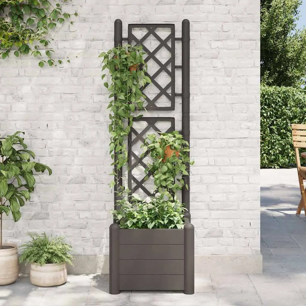 Garden Planter with Integrated Trellis Lightweight Anthracite 43 x 43 x 142 cm