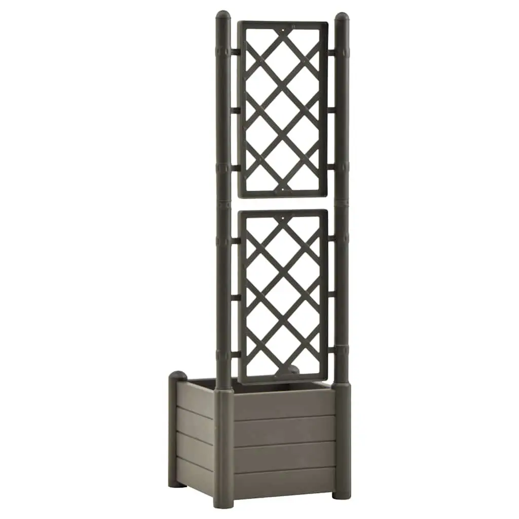 Garden Planter with Integrated Trellis Lightweight Anthracite 43 x 43 x 142 cm