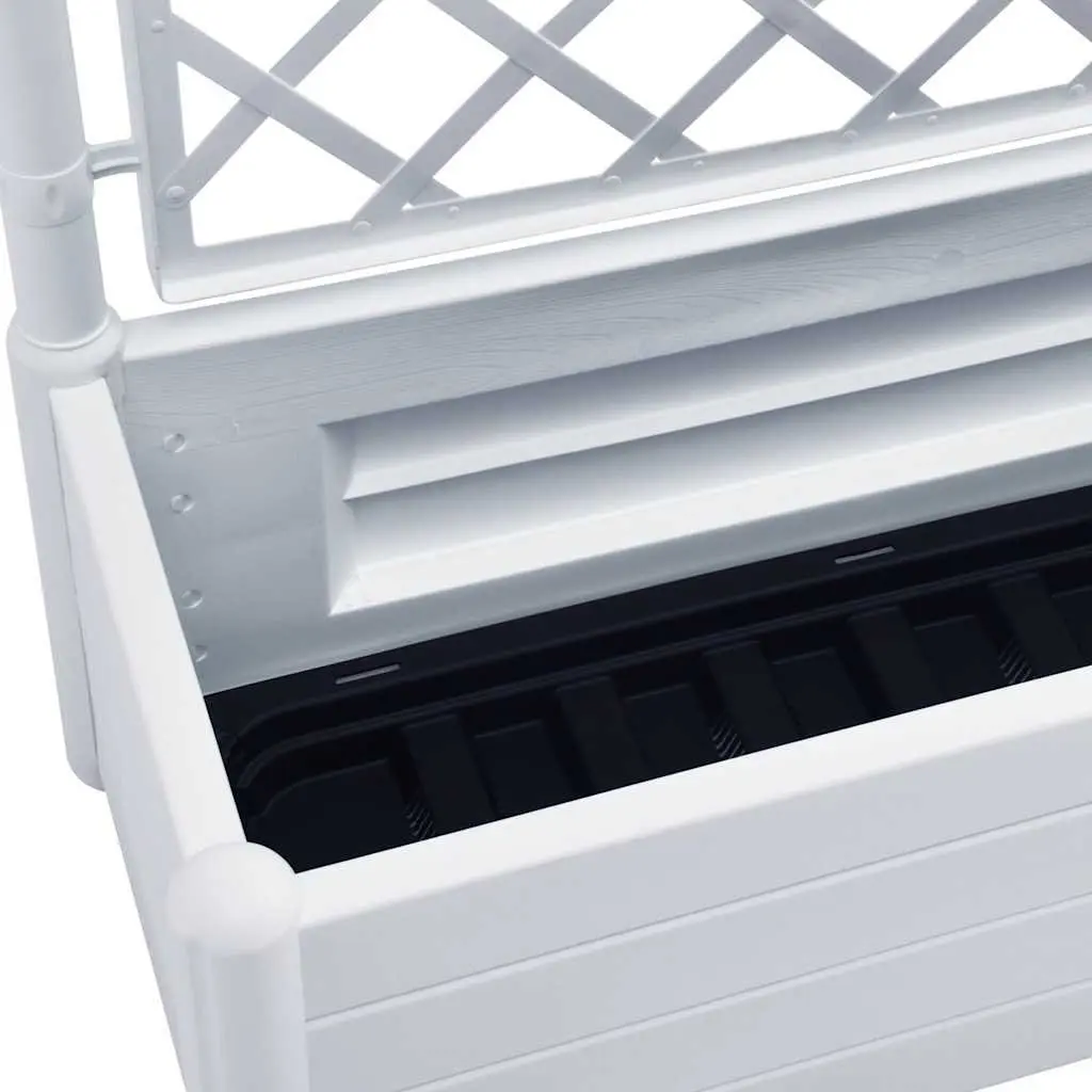 Garden Planter with Trellis Support Raised Flower Bed Outdoor White PP Pot
