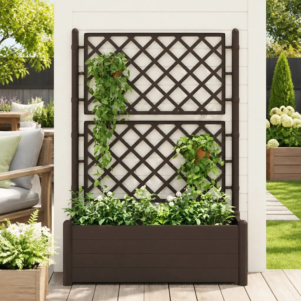 Outdoor Garden Planter with Trellis Support