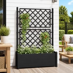 Garden Planter with Trellis Raised Bed Flower Box Outdoor Climbing Plants