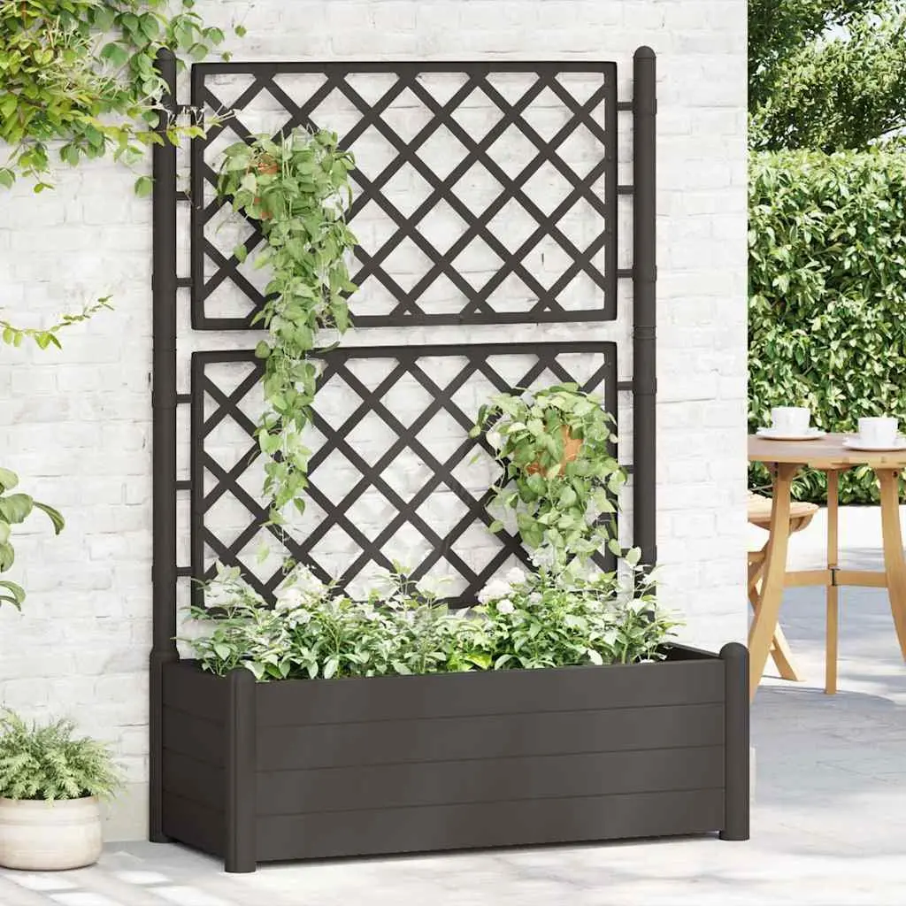Garden Planter with Integrated Trellis Lightweight Outdoor Flower Box 90L Capacity