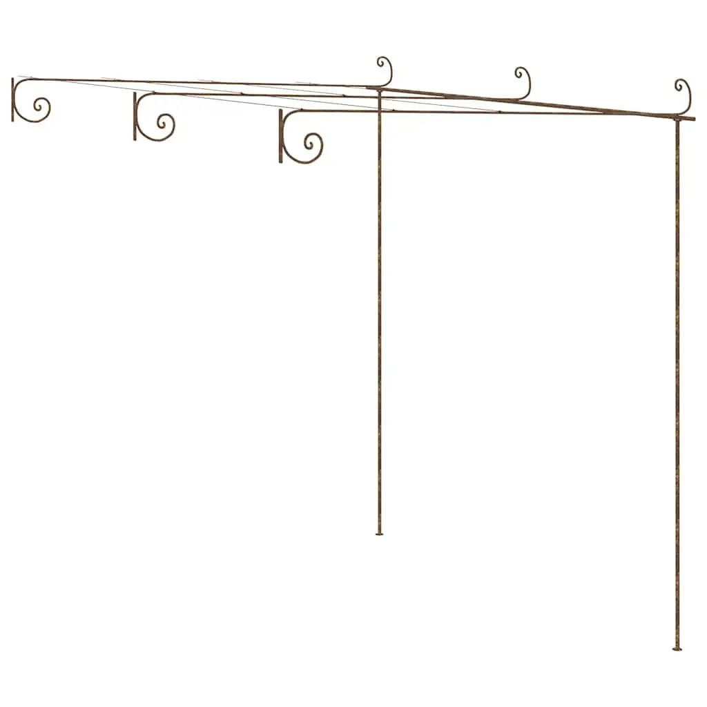 Garden Pergola Wrought Iron Frame Lean-to Brown 3x3x2.5m